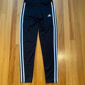 Adidas women’s Black Leggings with White Stripes